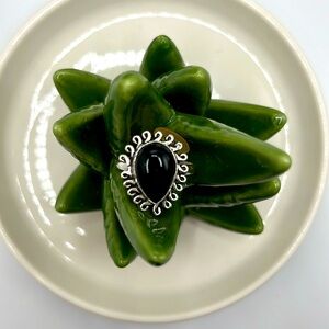 Sterling silver black onyx ring size 10 Bohemian festival ring